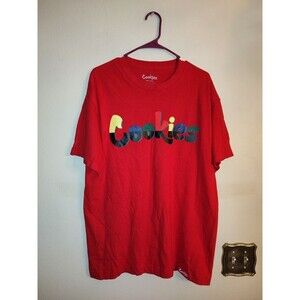 Men's Nice Cookies Red 100% Cotton T Shirt Size L  Pit to pit 22"